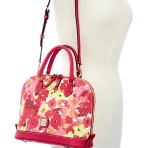 Dooney & Bourke hot pink floral zip zip satchel NWT